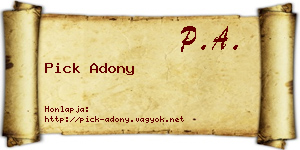 Pick Adony névjegykártya